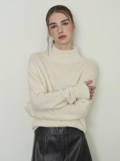 sisterhood Fur Mock Neck Relaxed Fit Knit [Ivory]