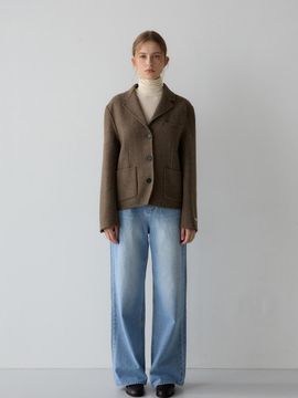 sisterhood Herringbone Half Jacket - Khaki Brown