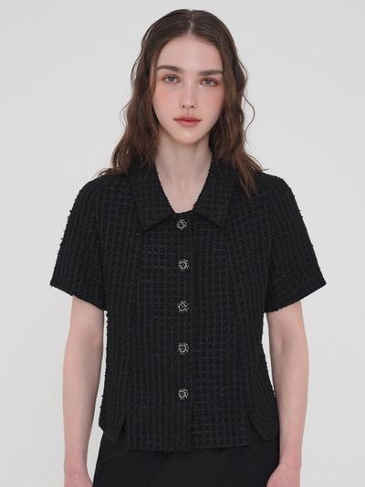 sisterhood Slit Tweed Blazer [Black]