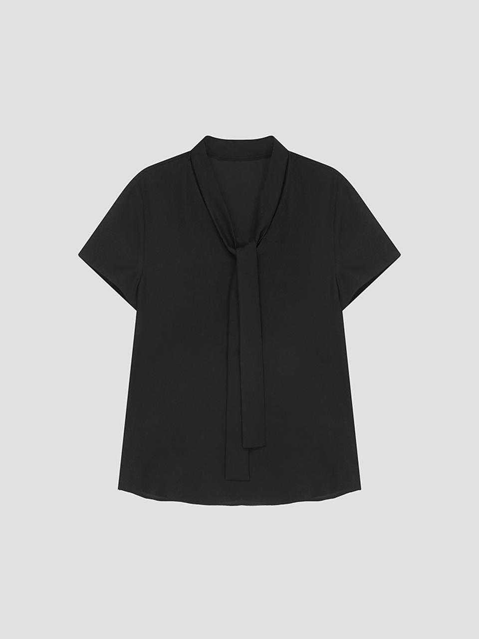 SISTINA Basic Tieneck Blouse (AWWBLP21170) [BK]