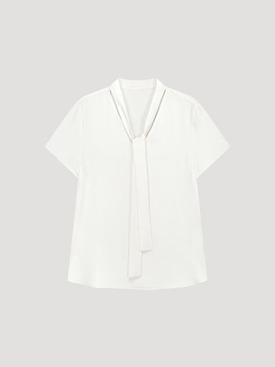 SISTINA Basic Tieneck Blouse (AWWBLP21170) [OW]