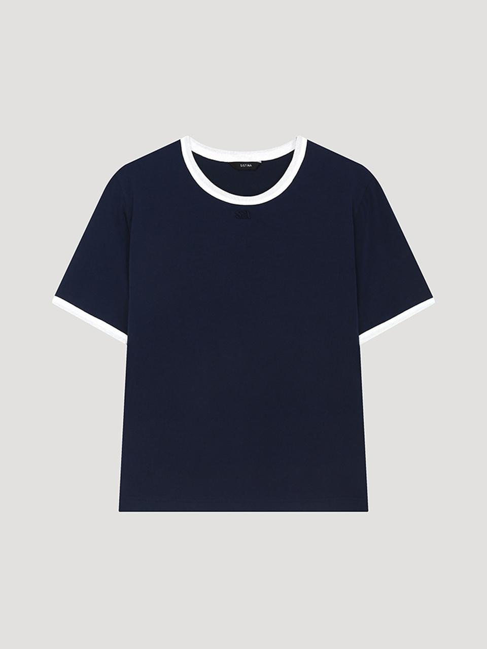 SISTINA Contrast Embroidered Round Neck T-shirt (AWJTSP21040)