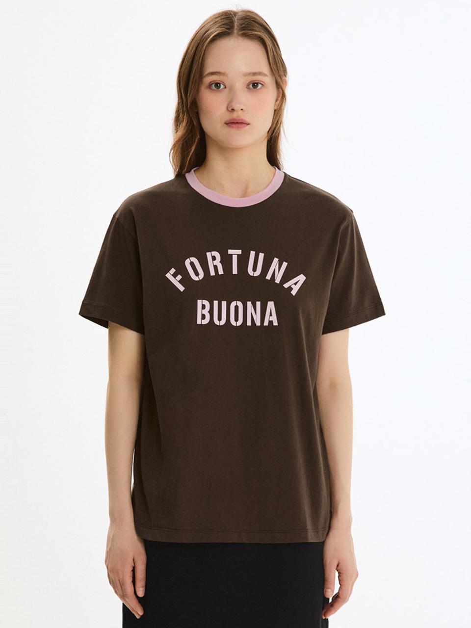 SISTINA Cotton Contrast Lettering T-shirt (AWJTSP21050) [BR]