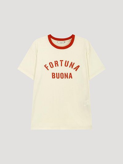 SISTINA Cotton Contrast Lettering T-shirt (AWJTSP21050) [CR]