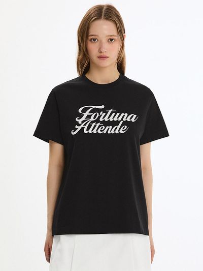 SISTINA Cotton Lettering Round Neck T-shirt (AWJTSP21100) [BK]