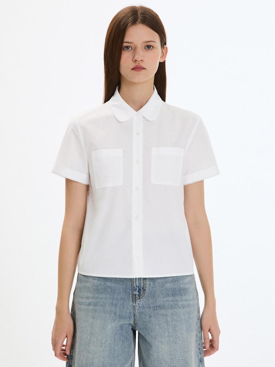 SISTINA Lace Trim Cotton Shirt (AWWSTP21040) [OW]