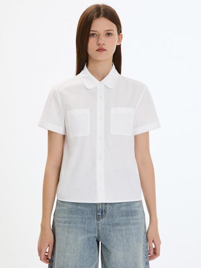 SISTINA Lace Trim Cotton Shirt (AWWSTP21040) [OW]