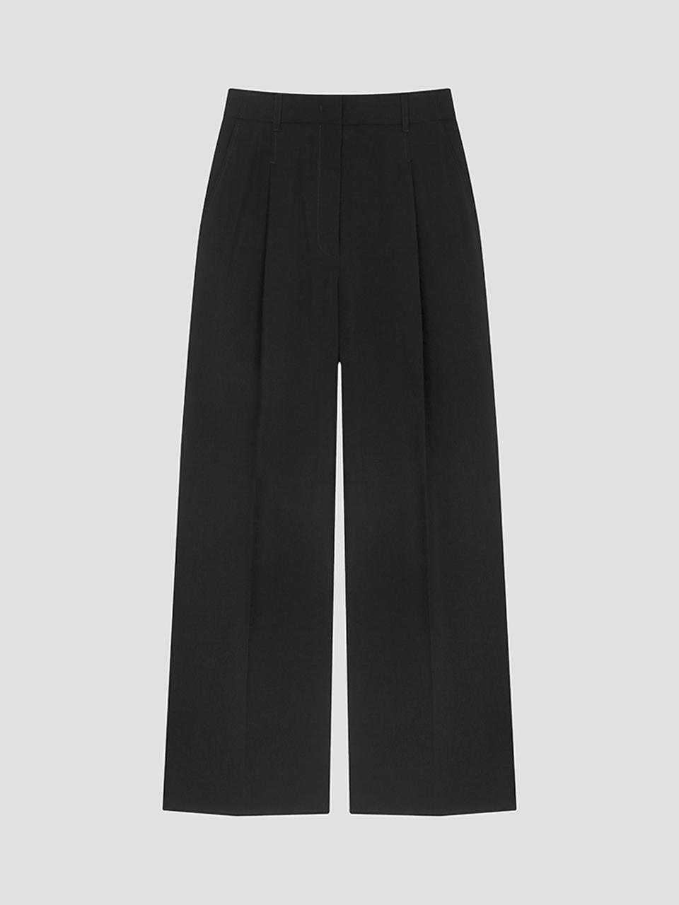 SISTINA One-Pleat Long Wide Pants [BK] (AWWSLP21150)