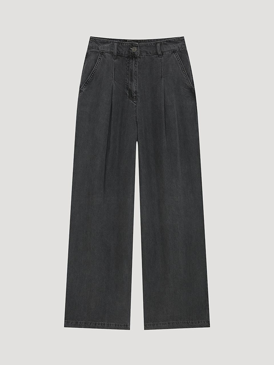 SISTINA One-Tuck Long Wide Denim Pants (ASMSLP21040) [DG]