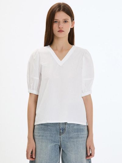 SISTINA Puff V-Neck Blouse (AWWBLP21110) [OW]