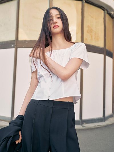 SISTINA Shirring Square Neck Blouse (AWWBLP21080) [OW]