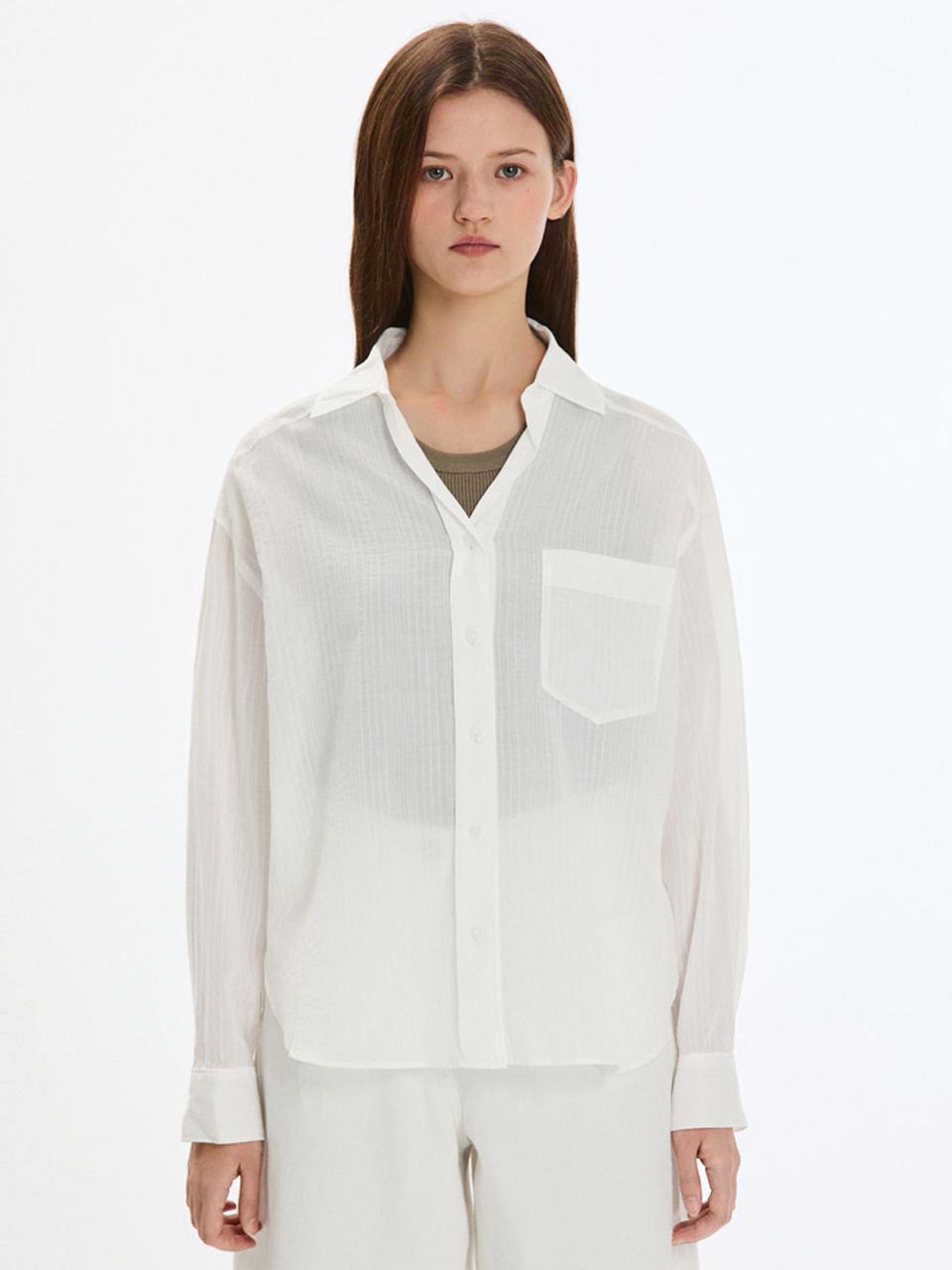 SISTINA Stripe Open Collar Shirt (AWWSTP21110) [OW]