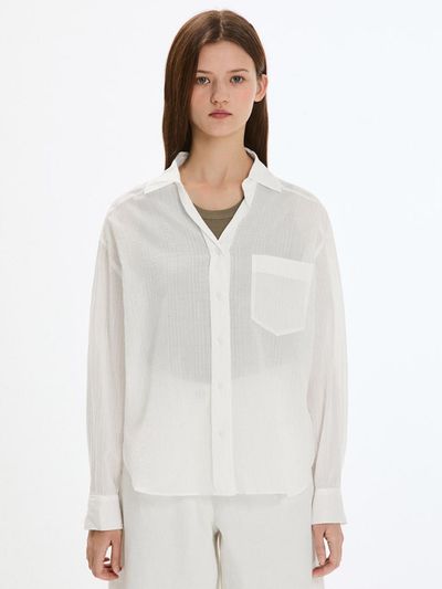 SISTINA Stripe Open Collar Shirt (AWWSTP21110) [OW]