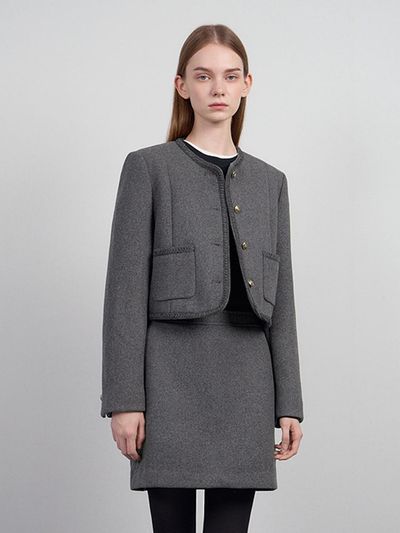 SISTINA wool blended binding round neck jacket_AWWJKO41730