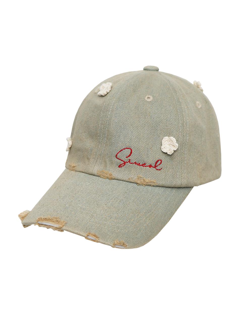 Siweol107 Damage denim ball cap (dusty yellow)