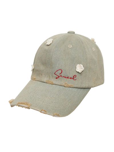 Siweol107 Damage denim ball cap (dusty yellow)