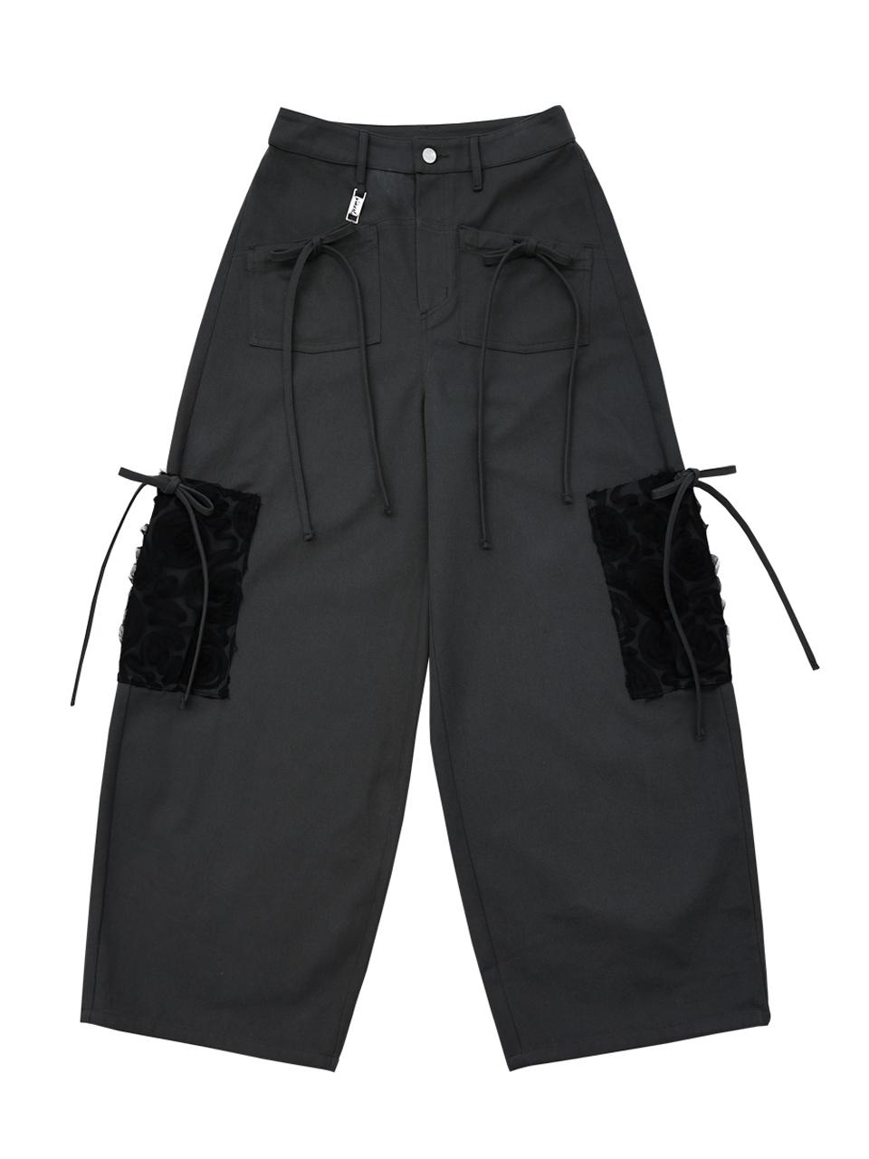 Siweol107 Ribbon cotton pants (charcoal)