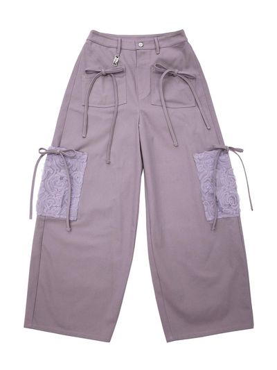 Siweol107 Ribbon cotton pants (purple)