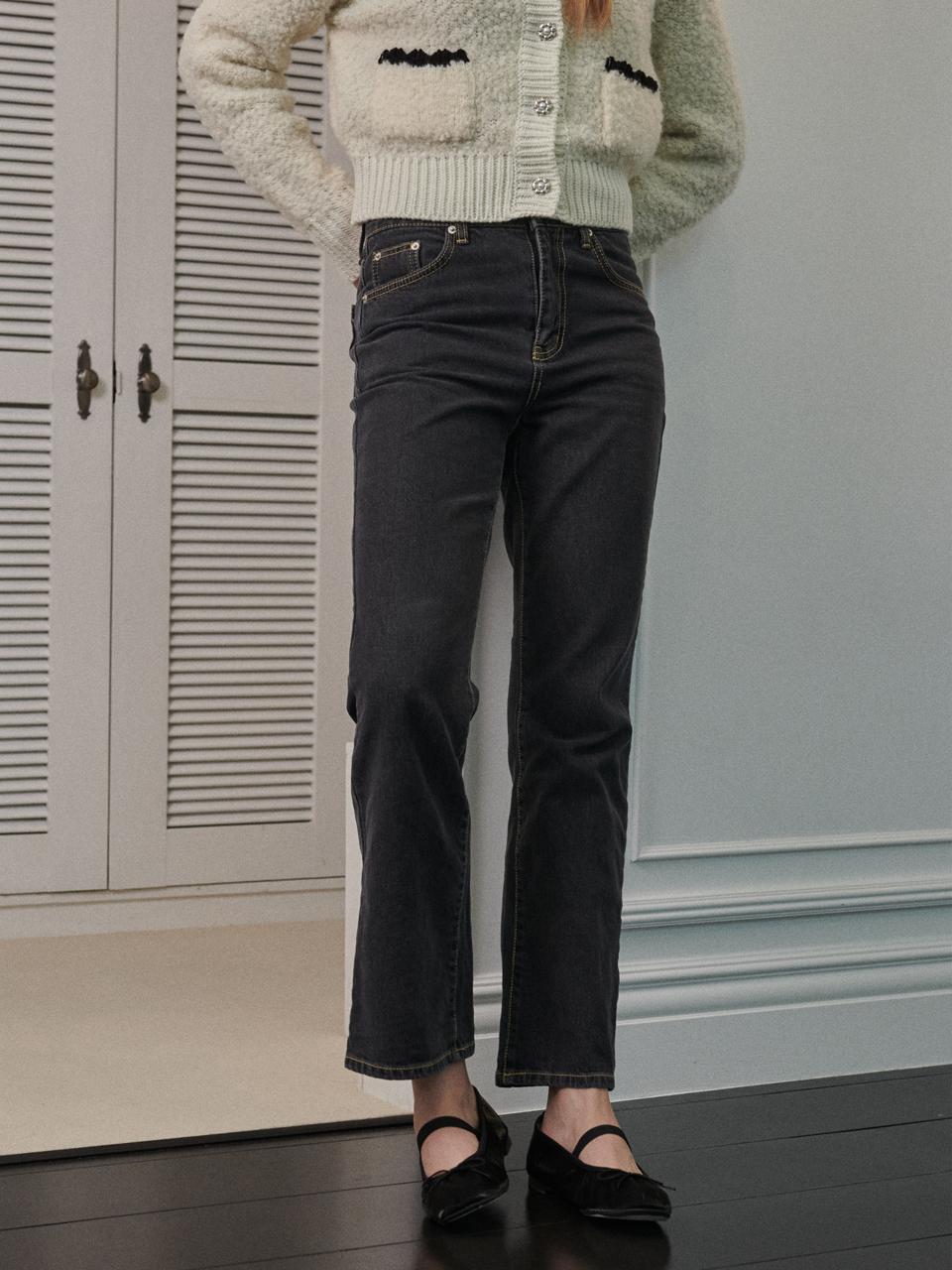 Siweol107 semi-boots cut jeans (charcoal)