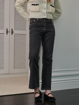 Siweol107 semi-boots cut jeans (charcoal)