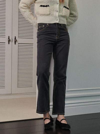 Siweol107 semi-boots cut jeans (charcoal)