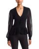 Six Fifty Six Fifty Alexandra V Neck Sheer Sleeve Sweater - 1