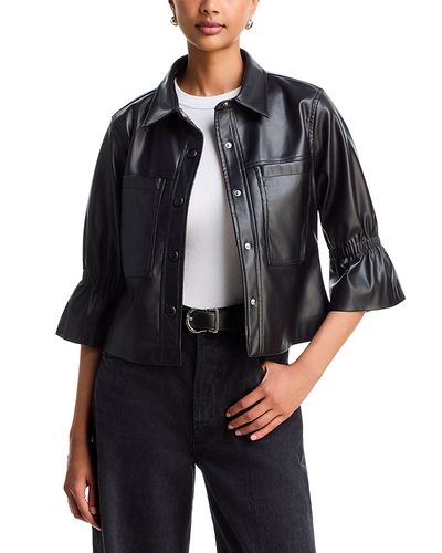 Six Fifty Six Fifty Romy Faux Leather Flared Elbow Sleeve Jacket