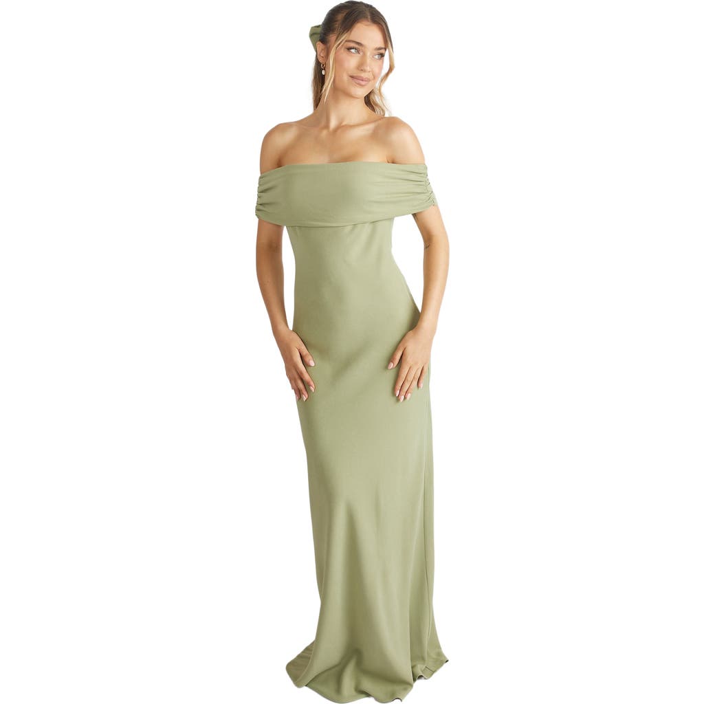 Six Stories Six Stories Bardot Crepe Bridesmaid Dress