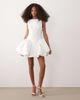 Six Stories Six Stories Bridal faux-pearl trim bubble hem mini dress in white - 2