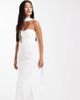 Six Stories Six Stories Bridal lace bandeau scarf neck maxi dress in white - 3