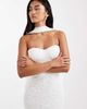 Six Stories Six Stories Bridal lace bandeau scarf neck maxi dress in white - 4