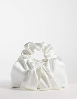 Six Stories Six Stories Bridal satin bow mini bag in white