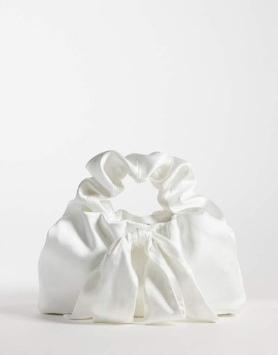 Six Stories Six Stories Bridal satin bow mini bag in white