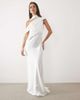 Six Stories Six Stories Bridal satin scarf detail one shoulder maxi dress in white - 1