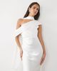 Six Stories Six Stories Bridal satin scarf detail one shoulder maxi dress in white - 3