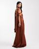 Six Stories Six Stories Bridesmaid bow one shoulder satin maxi dress in rust-Red - 3