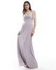 Six Stories Six Stories Bridesmaid bow shoulder chiffon maxi dress in lilac-Gray - 2