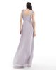 Six Stories Six Stories Bridesmaid bow shoulder chiffon maxi dress in lilac-Gray - 4