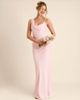 Six Stories Six Stories Bridesmaid crepe asymmetric cowl neck maxi dress in light pink - 1