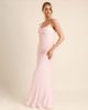Six Stories Six Stories Bridesmaid crepe asymmetric cowl neck maxi dress in light pink - 2