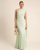 Six Stories Six Stories Bridesmaid crepe high cowl neck maxi dress in mint green - 1