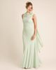 Six Stories Six Stories Bridesmaid crepe high cowl neck maxi dress in mint green - 4
