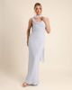 Six Stories Six Stories Bridesmaid crepe plunge cowl front maxi dress in pale blue - 3