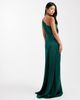 Six Stories Six Stories Bridesmaid one shoulder satin maxi dress in dark green - 3