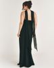 Six Stories Six Stories Bridesmaid satin bandeau scarf detail bias maxi dress in black - 3