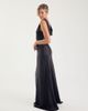 Six Stories Six Stories Bridesmaid satin cowl V-back maxi dress in black - 3
