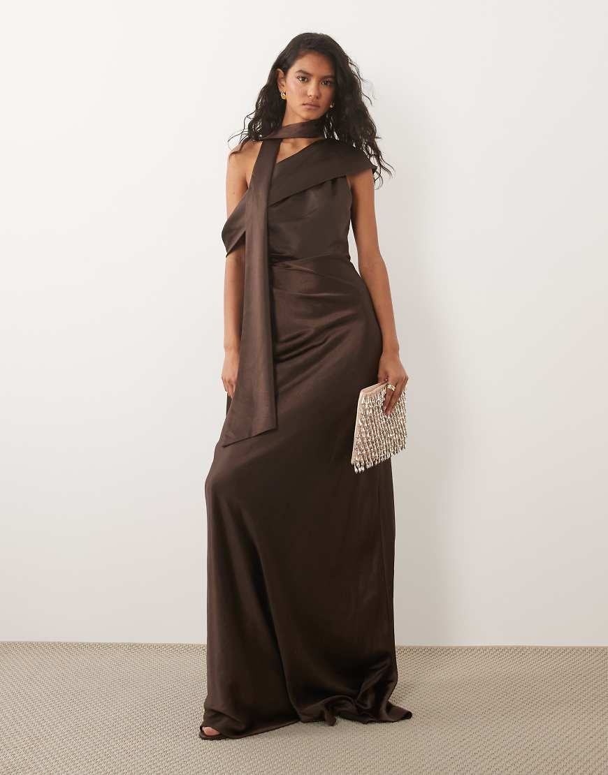 six stories brown dress this maxi dress ensures Halter Prom Dress Open Back Midi Dress Size:XX