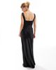 Six Stories Six Stories Bridesmaid square neck satin maxi dress in black - 3