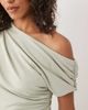 Six Stories Six Stories Bridesmaid stretch off-shoulder draped maxi dress in sage-Green - 2