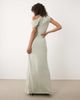 Six Stories Six Stories Bridesmaid stretch off-shoulder draped maxi dress in sage-Green - 4
